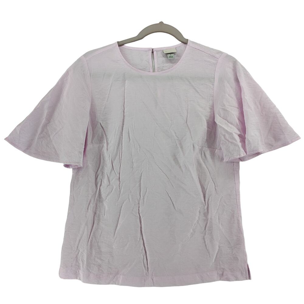 A New Day Blouse Small Pink Relaxed Top Flounce Keyhole Staple‎ Crewneck Office